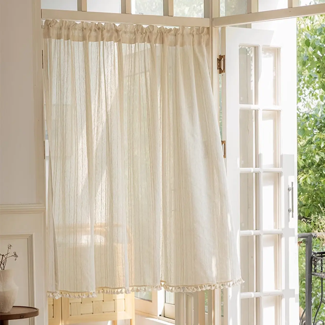 Solid Color Linen Curtain, 1 Count Modern Simple Window Curtain, Window Drapes for Home Living Room Bedroom Decor, Home Decor, Home Decoration Curtain