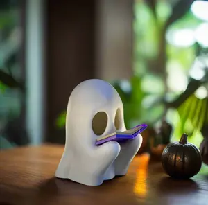 Reading Ghost T Light Candle - Halloween Decoration Desk Display, Spooky Home Decor, Adorable Fall Accent, Unique Gifts Float Ornaments, 3D Printed PLA, Detachable Glow-in-the-Dark Book Accessory