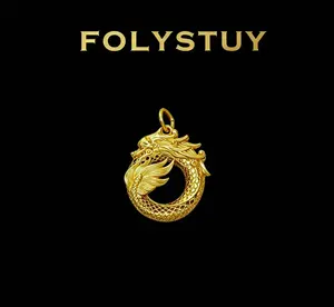 【34mm with 27.5mm Dragon -shaped pendant】[FOLYSTUY(YNK17)]Dragon -shaped Pendant Gold Design Accessory