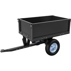 500Lb Steel Dump Cart Tow Behind Lawn Dump Cart for Lawn Tractor Black