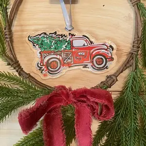 Western Kentucky University Christmas Truck Ornament Acrylic 2 side (Storm Striker Art, WKU Ornament Gift, Hilltoppers)