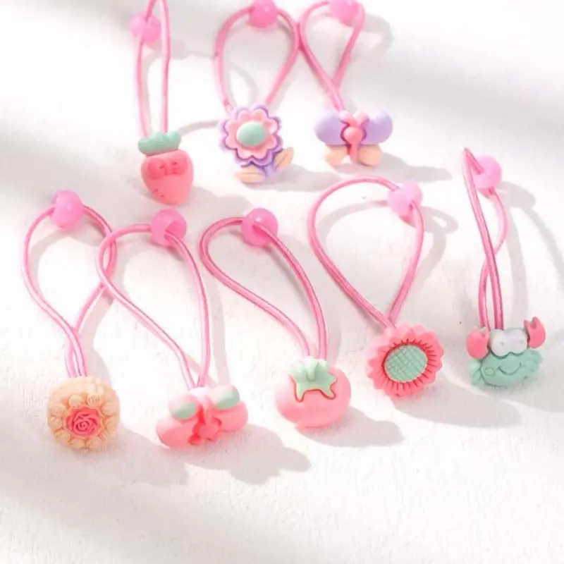 20pcs Assorted Styles Girls Fashion Flower, Butterfly, Cartoon Animal Resin Hair Scrunchies
