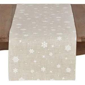 Saro Lifestyle Snowflake Christmas Table Runner, Natural, 16" x 120"