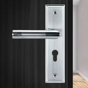 Stainless Steel Door Lock Set, Sturdy Lock, Silent Home Security, Metal Handle, Polished Surface, Mechanical Knob, No Power Needed, Ideal for Bedroom & Indoor Doors