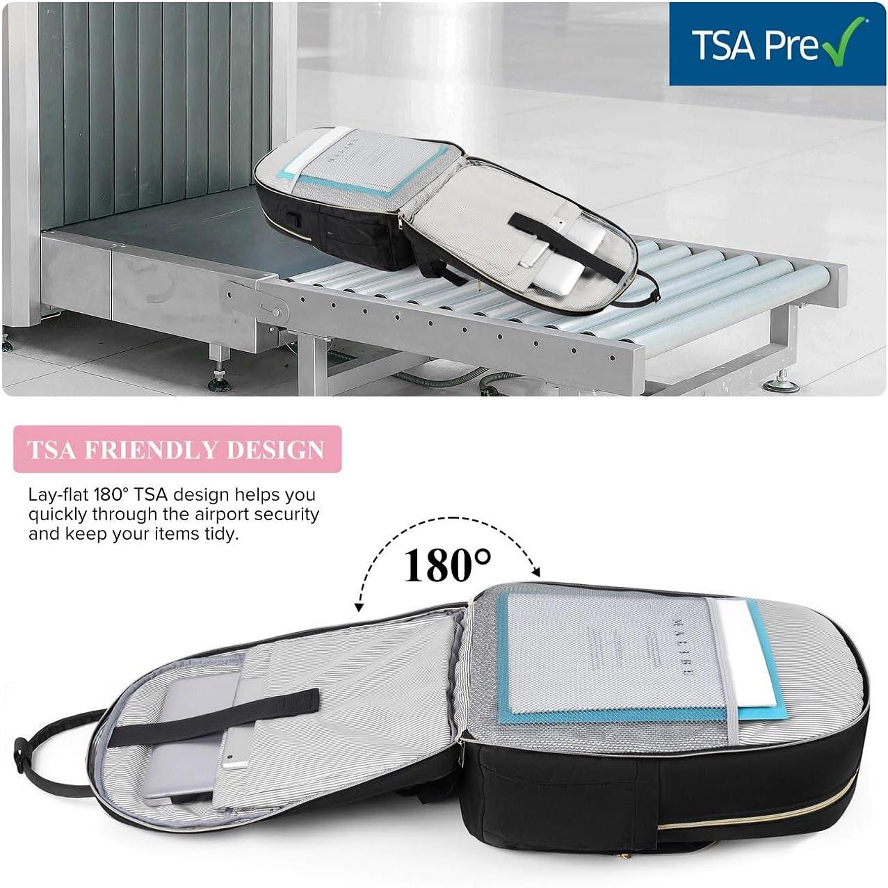 YAMTION TSA Friendly Laptop Backpack for Women | 15.6 Inch Water Resistant Work Backpack with USB Port & Luggage Strap  Quilted Fashion Laptop Backpack for Women