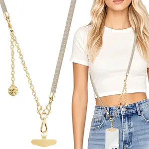 2 In 1 Adjustable Phone Lanyard Crossbody Extended Phone Chain and Wrist Strap With Metal Tether Tab For  Phones Heavy-Duty  Lanyard Chain for women shopping travelling & Travel