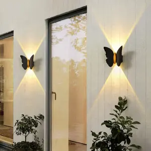 1pc Outdoor Solar Butterfly Wall Sconce, Outdoor Wall Projection Light For Garden, Corridor, Aisle, Patio, Balcony