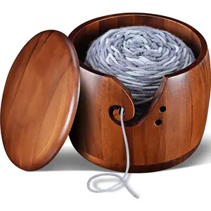 Yarn Bowl for Crocheting - 7x5in Large  Knitting Bowl with Lid, Crochet Accessories and Knitting Gadgets Supplies