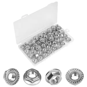 60 count M8 x 1.25mm Serrated Flange Hex Nuts, M8 Hexagon Flange Nuts,304 Stainless Steel, Metric Hex Lock Nuts, Locknuts Replacement Nut Full Thread for Industrial Construction Fasteners