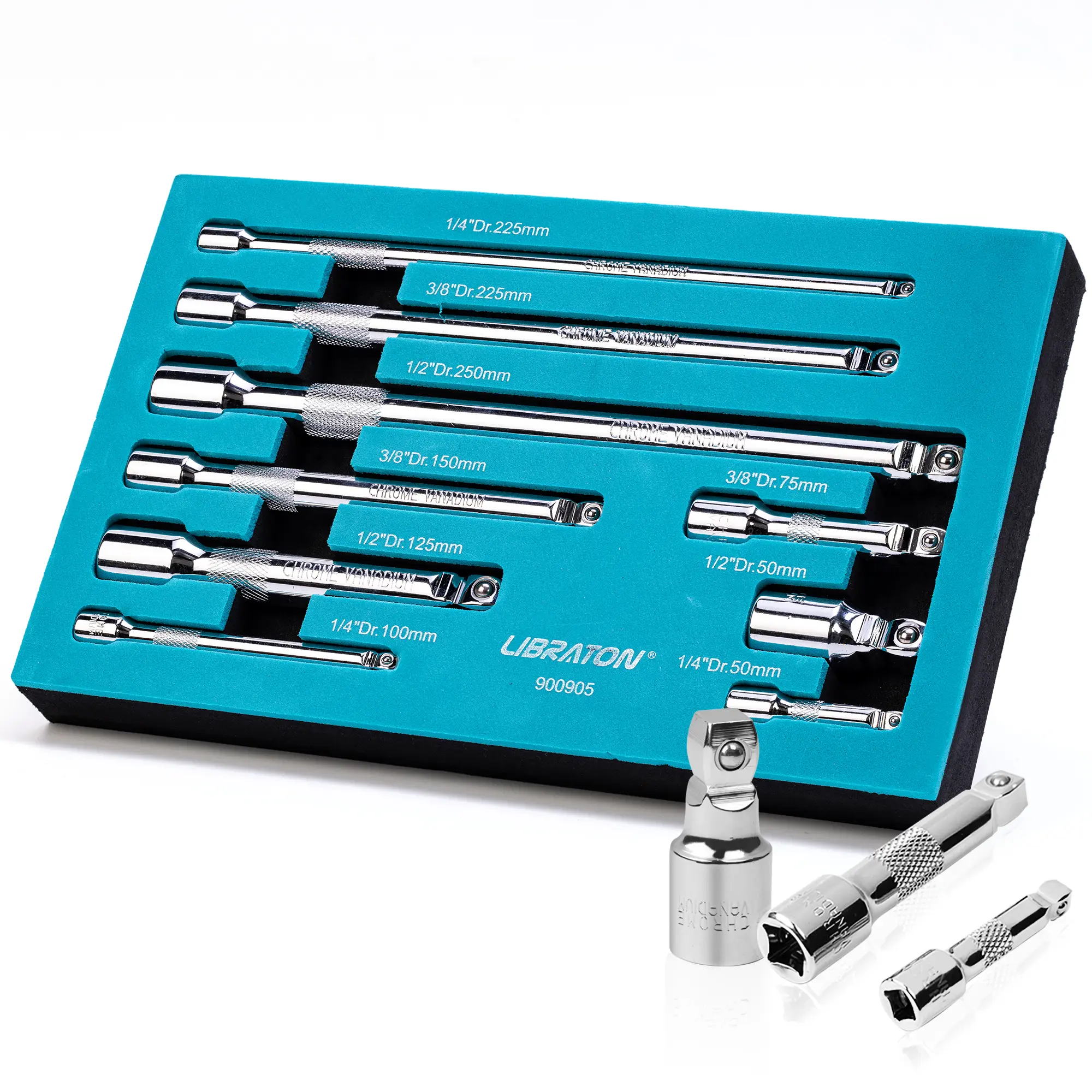 LIBRATON Wobble Extension Set, Socket Extension, 9PCs (Cr-V)