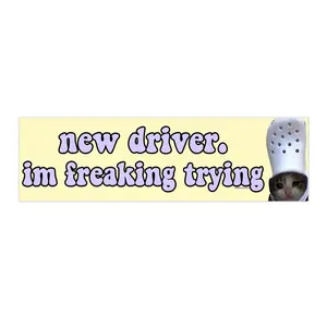New driver im freaking driver | Bumper Sticker AND Magnet | Funny Meme Sticker | 8.7'' X 2.7'' | Waterproof Premium Quality