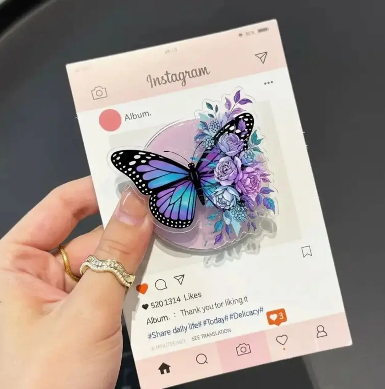 Watercolor Butterfly Floral Magnetic Phone Grip, Aesthetic Colorful Flowers Magsafe Kickstand, Trendy Retro Garden Soft Girl Gift1
