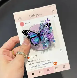 Watercolor Butterfly Floral Magnetic Phone Grip, Aesthetic Colorful Flowers Magsafe Kickstand, Trendy Retro Garden Soft Girl Gift1