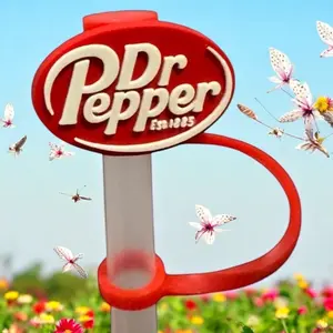 Dr Pepper Oval Topper - Classic Design, Red Color, Perfect for Drinkware, Ideal for Celebrating Special Occasions Stylish Beverage topper Straw