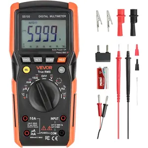 VEVOR 6000-Count True RMS Auto-Ranging Digital Multimeter, DC/AC Voltmeter Current Tester for Measuring Current, Voltage, Resistance, Capacitance, Temperature, Diodes, Continuity, Low Impedance