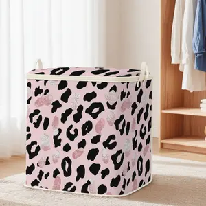 Large Capacity Foldable Storage Bag, Collapsible Closet Organizer, Color Block Print, Durable Non-Woven Fabric, Perfect for Blankets, Quilts, Clothes, Home Gift