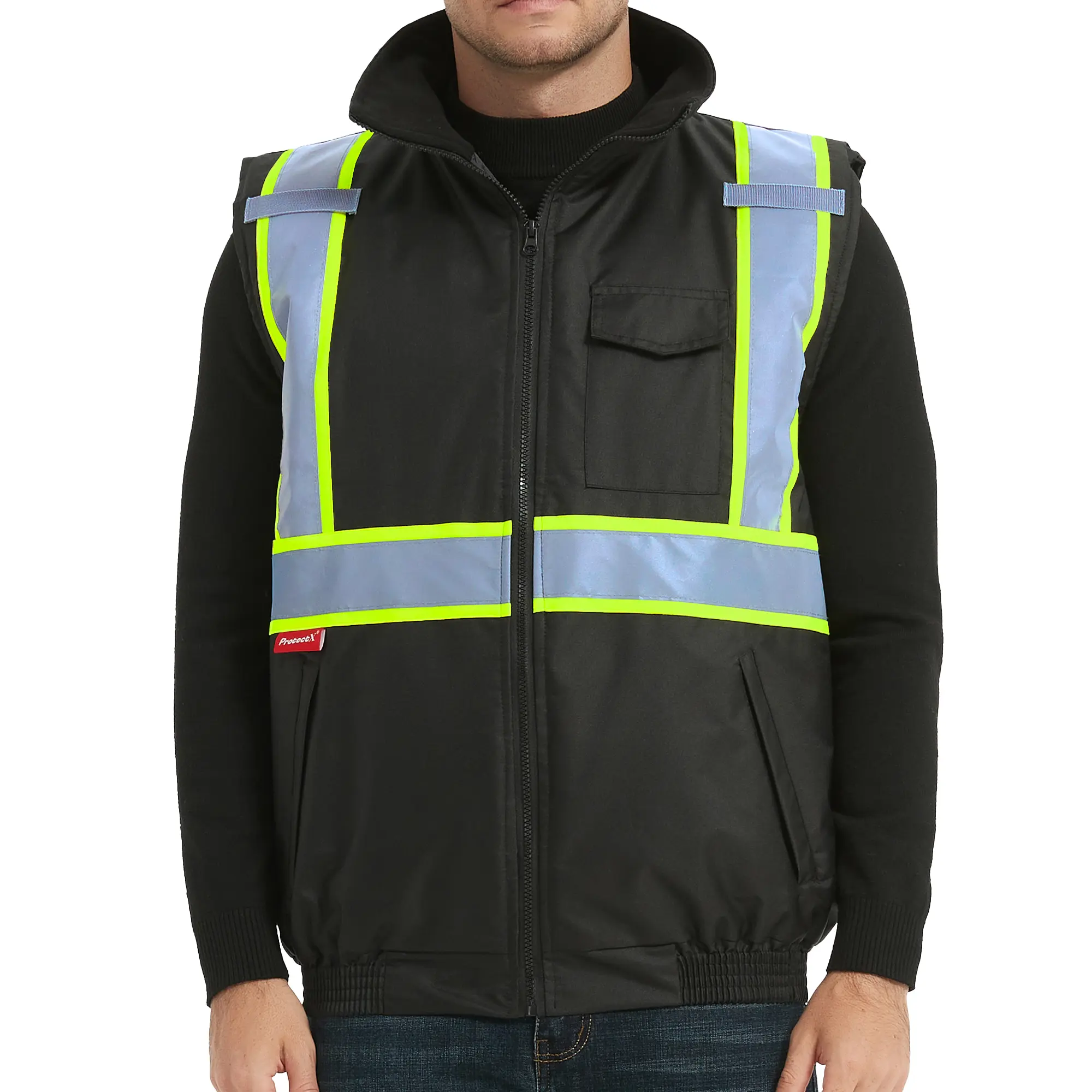 ProtectX Hi Vis Safety Winter Vest Insulated High Visibility Construction Vest For Men and Women With 4 Pockets sohochic