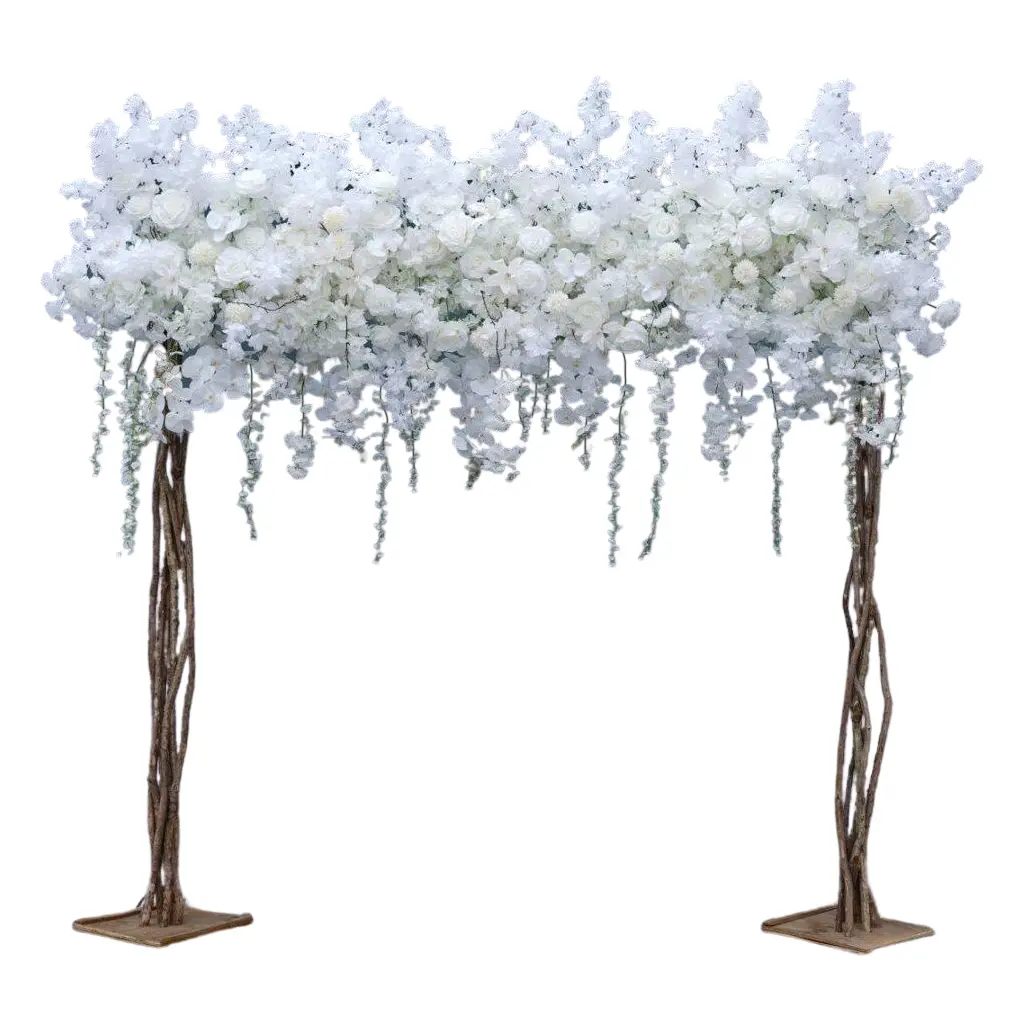 A7568 White & Red & Pink Rose Cherry Blossom Hang Wisteria Wedding Floral Arrangement