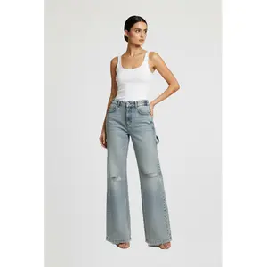 Double Button Wide Leg Carpenter Pant (Recommend to place order 1 size up)