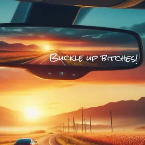 Buckle up bitches! rear view mirror car decal / sticker