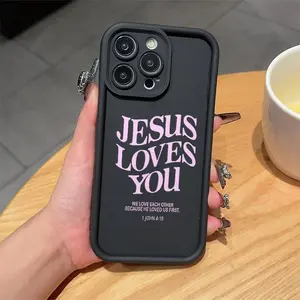 Jesus Loves You Letter Pattern Phone Case, Anti-drop Phone Protective Cover, Phone Accessory Compatible with iPhone 6 7 8 X 11 12 13 14 15 Pro Max, Casing