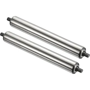 Conveyor Roller 3" Diameter 12" Length, 2 Pack Stainless Steel Transmission Replacement Part Galvanized End, Silver