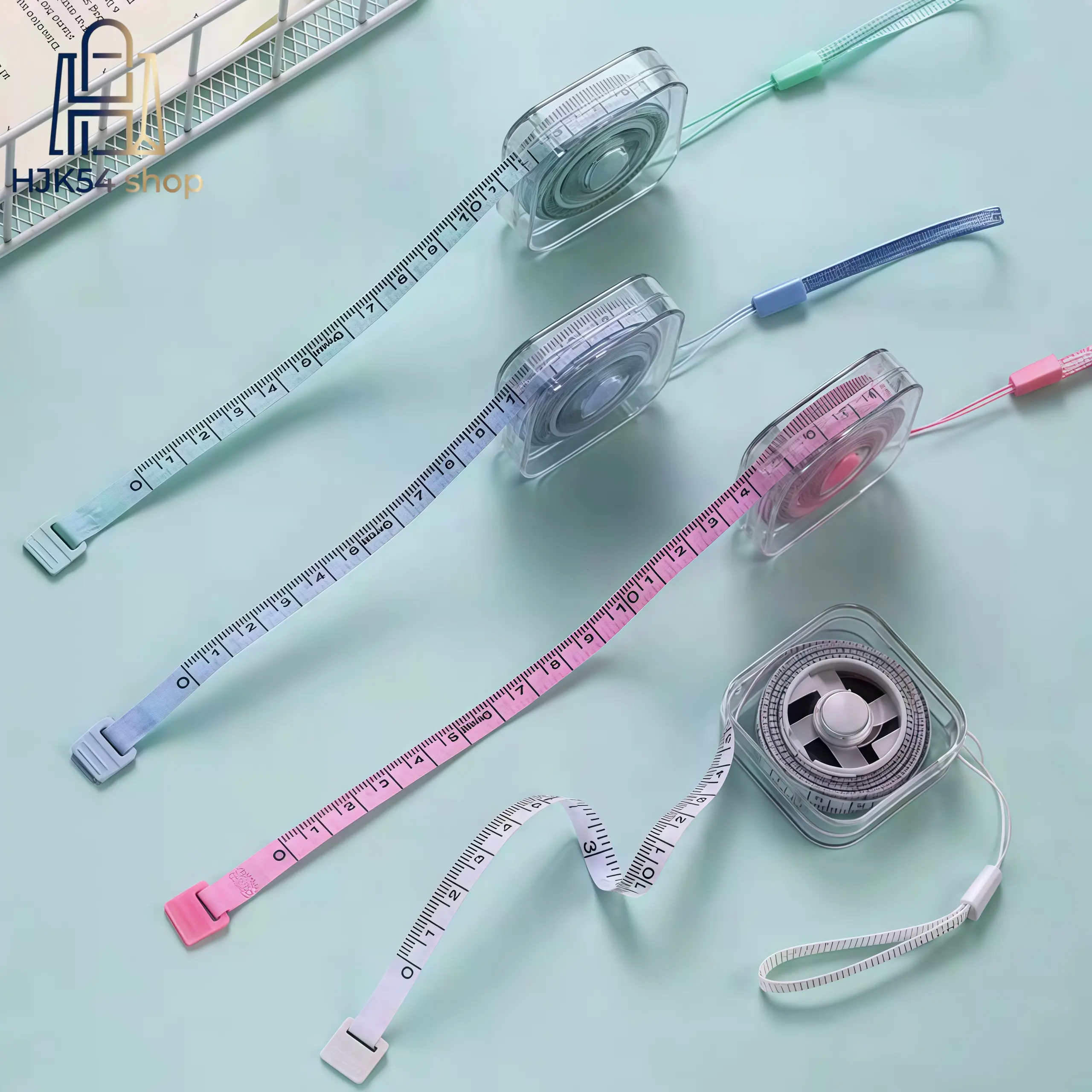 Cute Pastel Mini Retractable Measuring Tape, Clear Portable Body Sewing Soft Tape Measure with Lanyard, Double Scale Small Pocket Tape Ruler for Tailor Craft Clothing Body Measurement