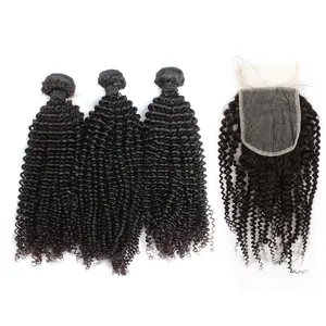 3 Bundles + 4X4 Lace Closure Kinky Curly