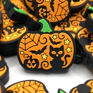 1pc Squash Goals & Cat Rolls Silicone Focal Beads - Spooky Vibes DIY Craft Supplies for Beaded Keychains