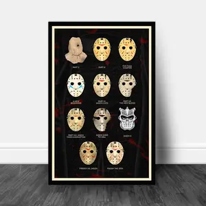 JASON VOORHEES Friday The 13th, Every Mask Poster, Evolution of Jason Voorhees Quality Wall Art Home Decor Horror Movie