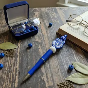 The Justice Writer Blue Ballpoint Pen with Sculpted Police Shield Badge for Law Enforcement Professionals Collectors or Thoughtful Gift