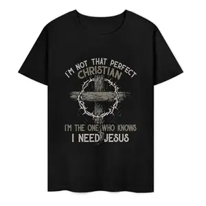 I'm Not That Perfect Christian  I'm The One That Knows T-Shirt  Graphic tees Casual Shortsleeve funny Hoodie Sweatshirt Washed T-shirt