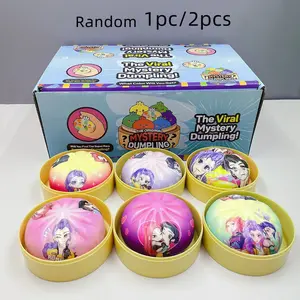 Random1PC/2PCS Cartoon Character Dumpling Squishy with Box, Sensory Toy, Stretchable Squeeze Stress Relief Fidget Toy, Squishy Sensory Fidget Toys, Squishies, Ideal for Birthday Gifts, Classroom Rewards