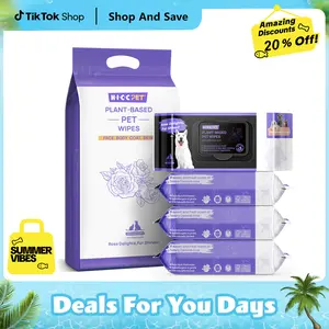 【DealsForYouDays】HICC PET Plant-Based 400Pcs Pet Wipes Biodegradable Wipes, Soothe & Moisturize Skin, Deodorize & Remove Dirt for Dogs & Cats, Sensitive Pet Daily Paw Cleaner for Sensitive, Skin Moisturizing, Biodegradable Daily Paw & Body Cleaner