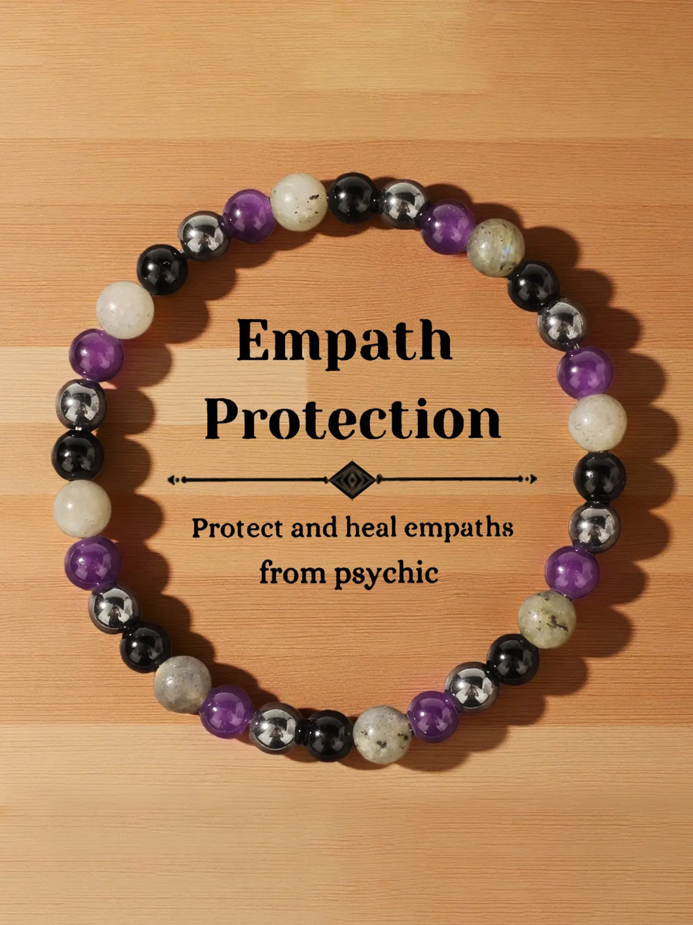 Empath Protection Bracelet for Women, Dark Natural Stone 6mm Beads, Crystal Healing Jewelry, Valentine's Day Gift, Luxurious Accessory