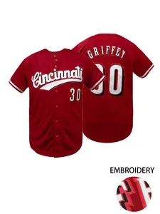 Cincinnati 30 Embroidered Baseball Jersey, Unisex Stitched Button-Down Sports Uniform, Breathable Casual Streetwear Fan Shirt for Men Women, Sports Apparel