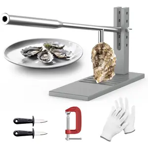 Stainless Steel Oyster Shucker Tool,Portable Oyster Shucking ,Easy to Use Oyster ,Oyster Opener Machine for  Use,Including Two Oyster Shucking ,a pair of Glove and  G-Clamp.