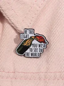 Be The Light Letter Pattern Brooch, Fashion Alloy Badge for Backpack & Clothes & Hat Decor, Trendy All-match & Exquisite Brooch for Birthday Gift
