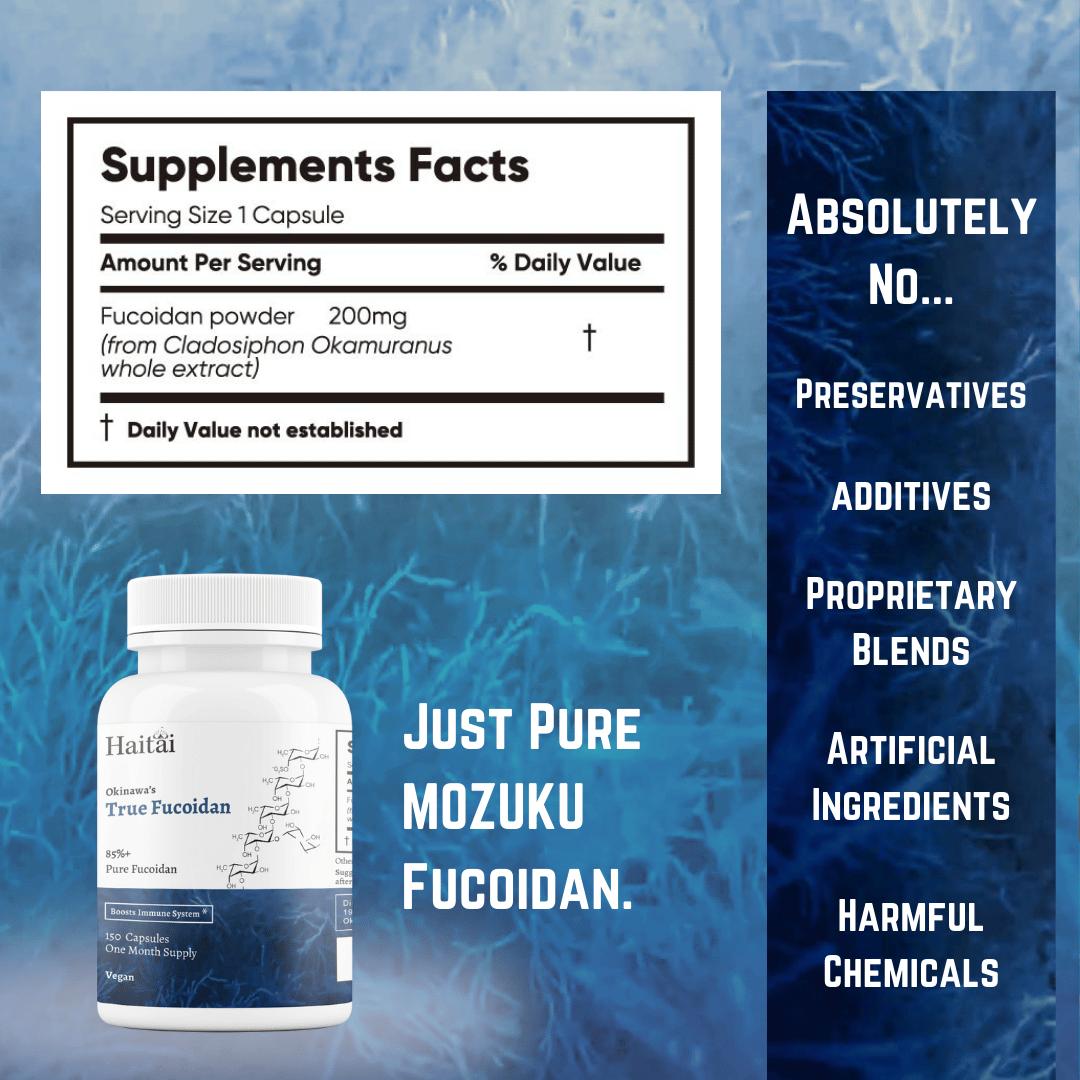 Haitai True Fucoidan - Lab-Tested >85% Pure Mozuku Seaweed Extract, 150 ...