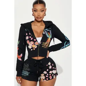 Ed Hardy Phoenix Zip Front Hoodie - Black W