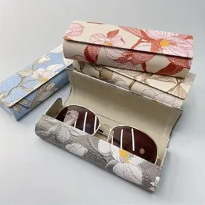 Floral Embroidered Glasses Case, Magnetic Closure Sunglasses Storage Box, Glasses Organizer for Living Room Bedroom Office School, Glasses Holder
