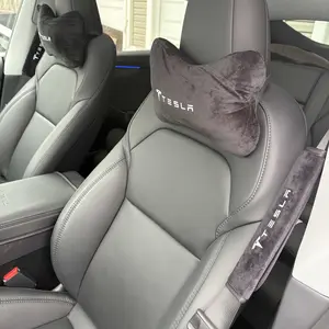 4PCS Car Seat Belt Protect Shoulder Pads Cervical Spine Headrest Neck Pillow For Tesla Model 3 Model S X Model Y Roadster 2021 Cybertruck Juguete SpaceX