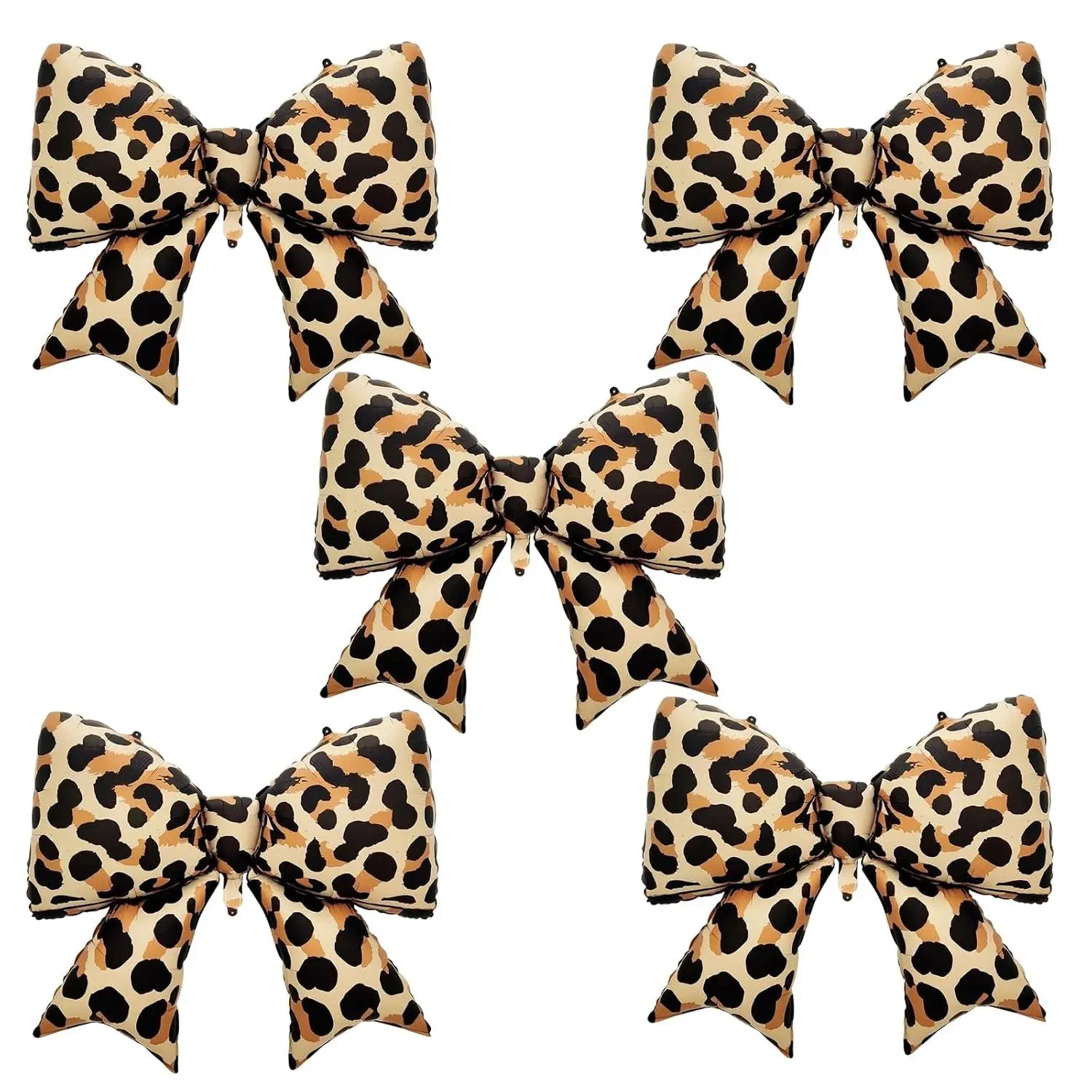Cheetah Print Balloons, Animal Print Balloons, Five Large Leopard Pattern Bow Decorations, Cheetah Balloons Ideal For Bachelorette Parties And Birthday Celebrations, Animal Print Party Supplies