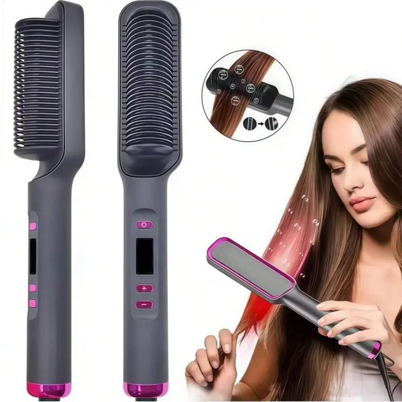 New Anti-Scalding Ceramic Handheld Hot Comb Straightener - Plug-Powered Unisex Smooth Styling Tool, Hair Styling Tools for All Hair Types (Indoor Recreation Equipment)