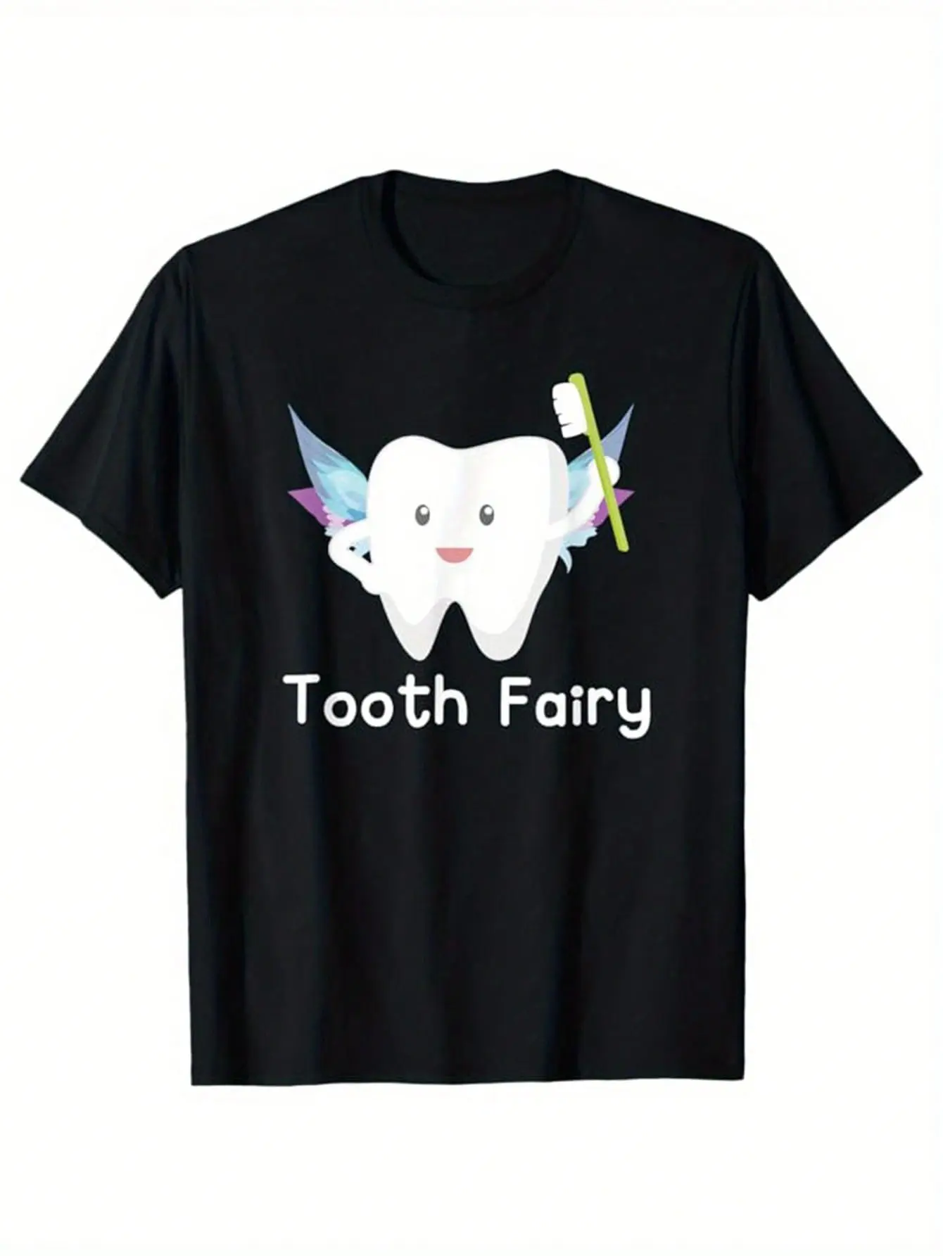 Women's Colorful Cotton Round Neck Short-Sleeve Graphic Top - Casual Tooth Print Tee for Dentists, Dental Oral Hygiene Gift, Tops