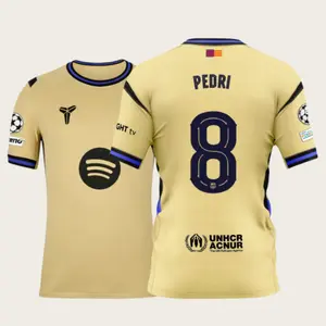 2526 Away No.8 Pedri Retro Short Sleeve Soccer Football Jersey