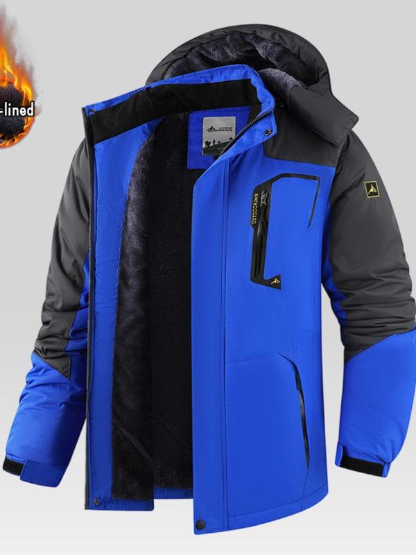 Men's Waterproof Fleece Mountain Jacket, Windproof Insulated Ski Jacket, Multi-Pocket Design, Outdoor Activities, Cold Weather, Thermal Lined Outerwear Men's Waterproof Fleece Mountain Jacket, Windproof Insulated Ski Jacket, Multi-Pocket Design, Outdoor Activities, Cold Weather, Thermal Lined Outerwear