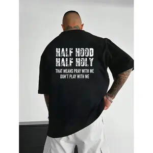 Half Hood Half Holy Pray Hoodie T-Shirt - Round Neck Streetwear Top, Casual Street Style for Men, Perfect Menswear Gift