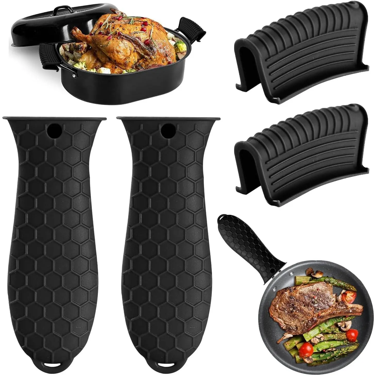 4 Pack Cast Iron Handle Cover Set,Heat Resistant Material Pot Handle Holders,Non-Slip Pot Sleeve for Cast Iron Skillets,Metal Pans,Griddles,Christmas Party Gifts,Hand Tools Kits