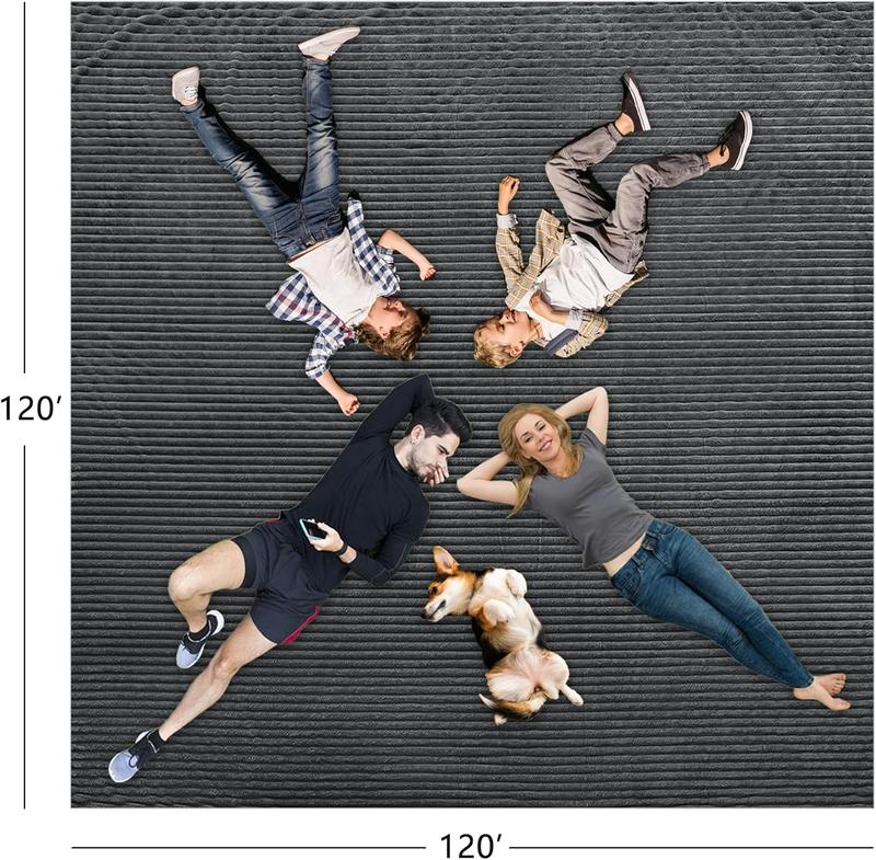 Oversized King Size Blanket 120x120 Inches, 300GSM Microfiber Jaquard Flannel Blanket, Soft Cozy Home Decor for Couch Sofa Bed, Machine Washable, Warm & Soft for All Seasons